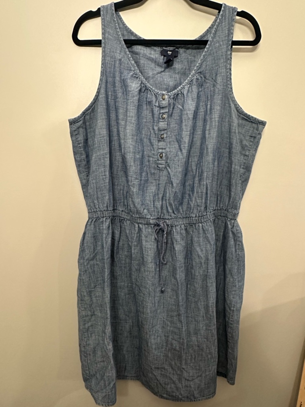 GAP Chambray Drawstring Tank Dress - Light Blue